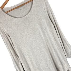 SOFT SURROUNDINGS Women's M Oatmeal Heather Roll Tab‎ Classic Staple Tunic Top